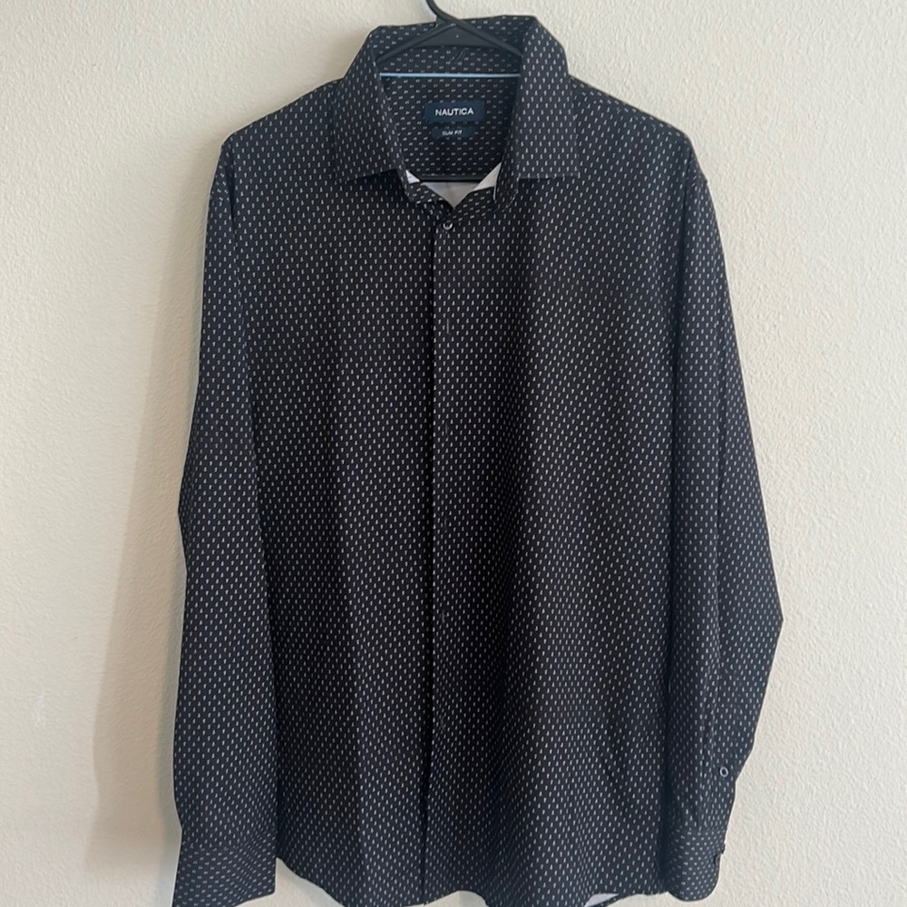 Nautica slim fit black button down